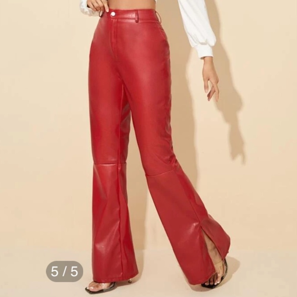 SHEIN FAUX LEATHER RED PANTS
